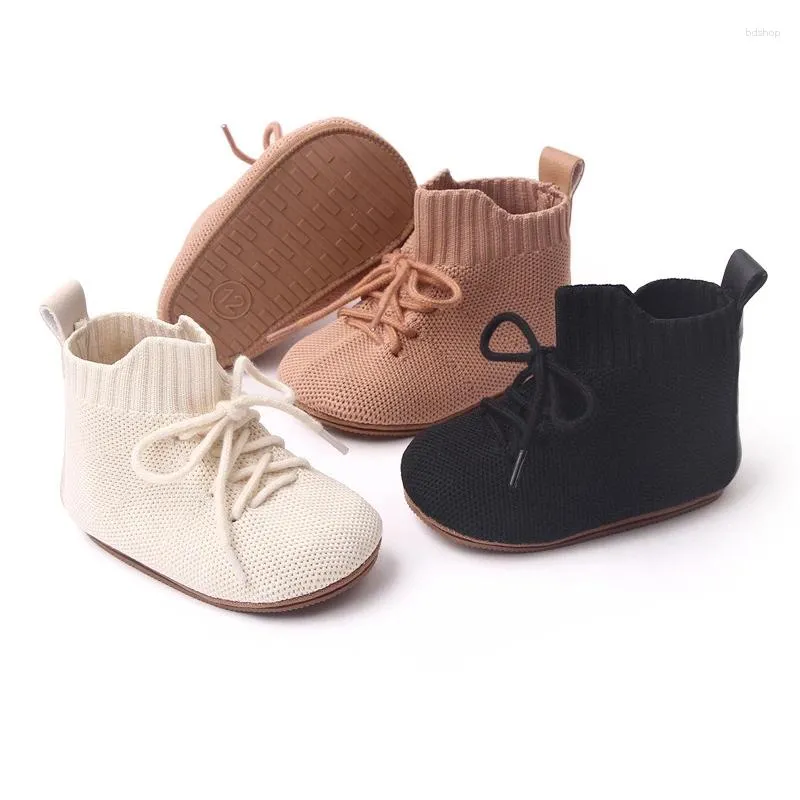 Chaussures de premiers pas pour bébés, respirantes, tricotées, semelle en caoutchouc souple, baskets de sol pour enfants en bas âge, filles et garçons