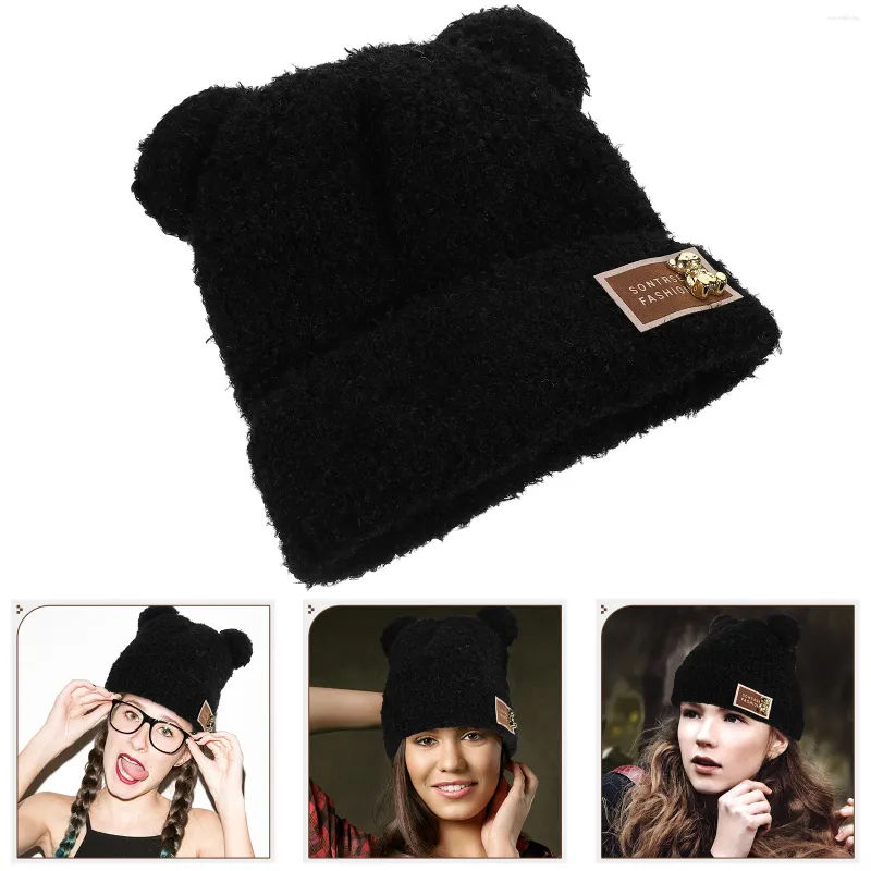 Bérets femmes chapeaux casquettes oreille Beanie Hatwomen bonnets acrylique ours femme femme