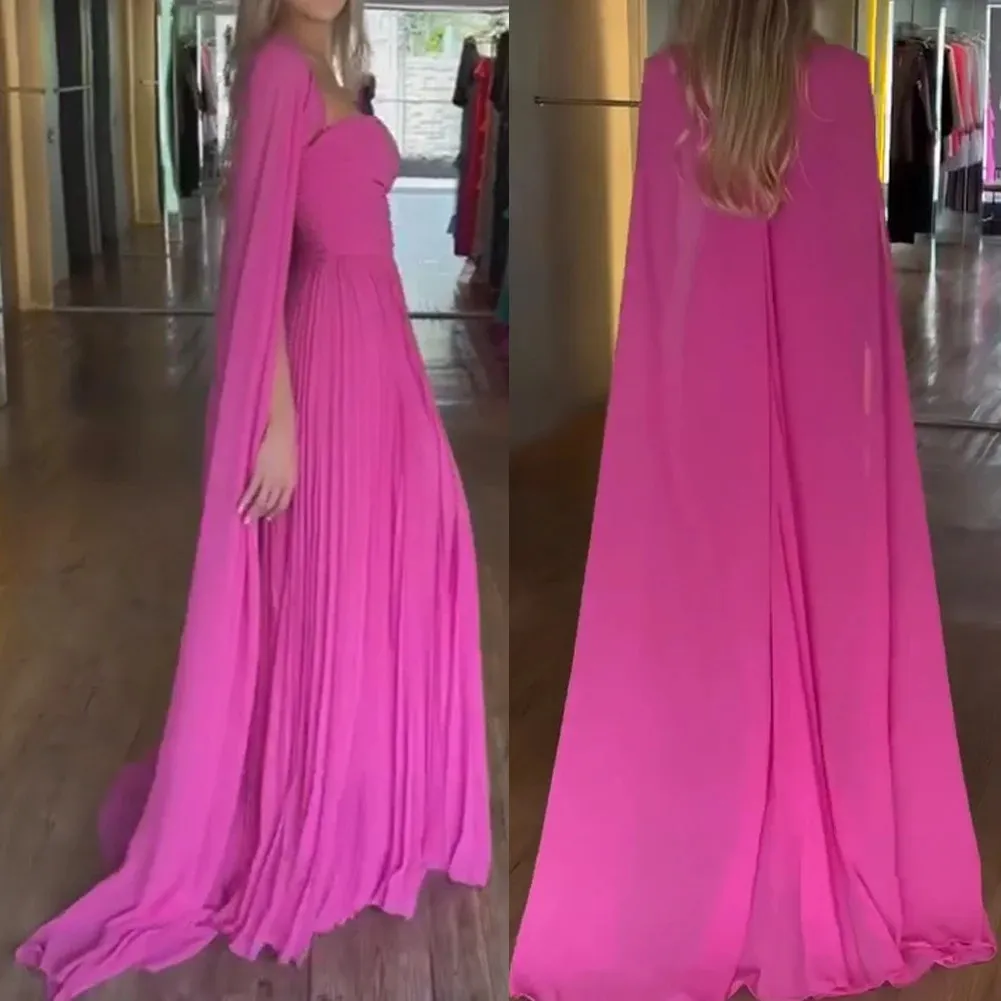 Elegant Long Hot Pink Chiffon Strapless Prom Dresses... From Dyy_dress88,  $77.63 | DHgate.Com
