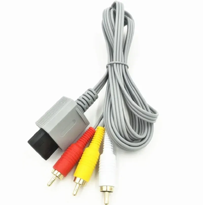 Cables 100Pcs/ lots 1.8m Audio Video AV Composite 3 RCA Cable for sharpest video for Nintendo Wii console