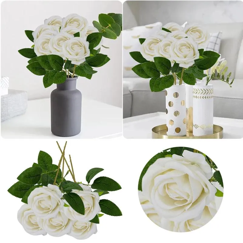 Kwiaty dekoracyjne pięć małych flanellety róży imitacja kwiat Perła Ściana Ślubne materiały biurowe dekoracje