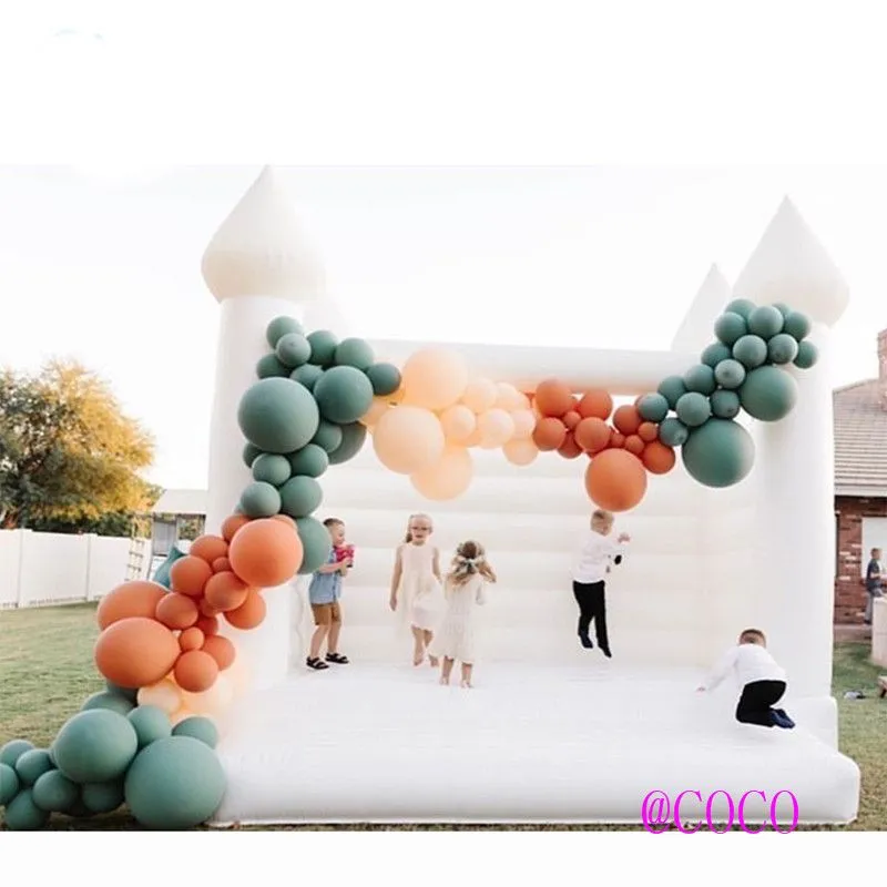 4.5x4.5m (15x15ft) With blower outdoor activities Commercial adults kids inflatable white wedding bouncy castle birthday anniversary party bouncer house