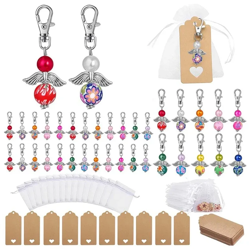 Chaînes Pendentif ange gardien, angle avec pendentif étoile, porte-clés, cadeaux d'invités chanceux, mariage, filles, ange gardien avec sac en organza