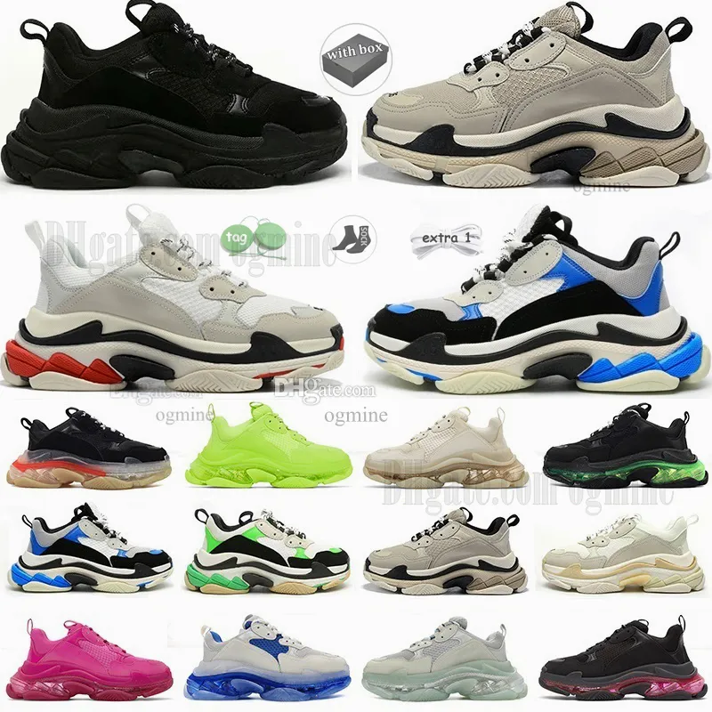 Casual Shoes Men Woman Shoe Womens Designer Triple S Trainer High Platform Classic Triples Triple-S 17FW Clear Sole Stor ökande trippler Sneakers 35-46 DHGATES