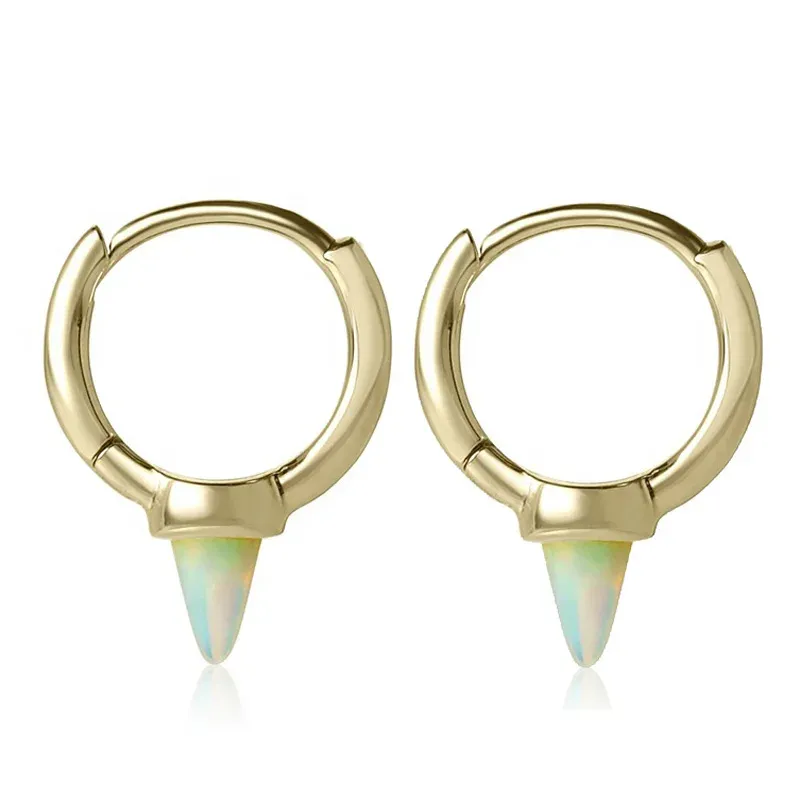 Ohrringe 925 Sterling Silber Vermeil Schmuck Mini kleiner Huggie Hoop mit Opal türkisspike Spike Ohrring für Frauen