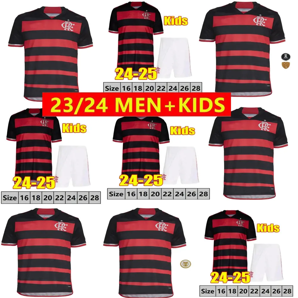 24/25 maillots de football Flamengo 2024 2025 maillots de football hommes ensembles kit enfants camisa de futebol manches longues PEDRO DIEGO GERSON GABI LORRAN PULGAR fans