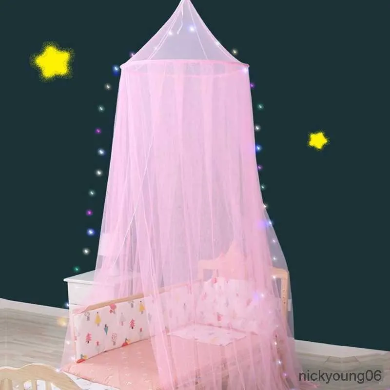Rede de berço novo berço pendurado cúpula mosquiteiro com luz princesa meninas mosquiteiro crianças decoração do quarto cama do bebê dossel tenda net cortina
