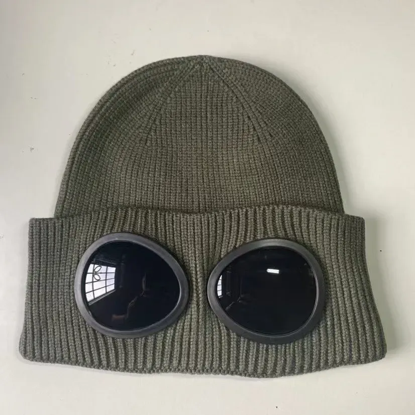 Dwa okulary soczewki gogle czapki mężczyźni dzianiny czapki czapki czaszki na zewnątrz kobiety uniesx zima czapka czarna szara maska ​​bonnet zimowa czapka czapka na prezent