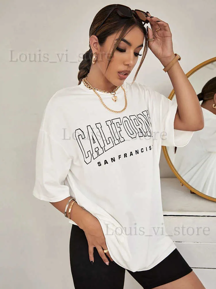 T-shirt Femme California Streetwear Femmes T-shirts Mode d'été Casual manches courtes en vrac Vêtements surdimensionnés de haute qualité Marque Coton Tshirt T240221