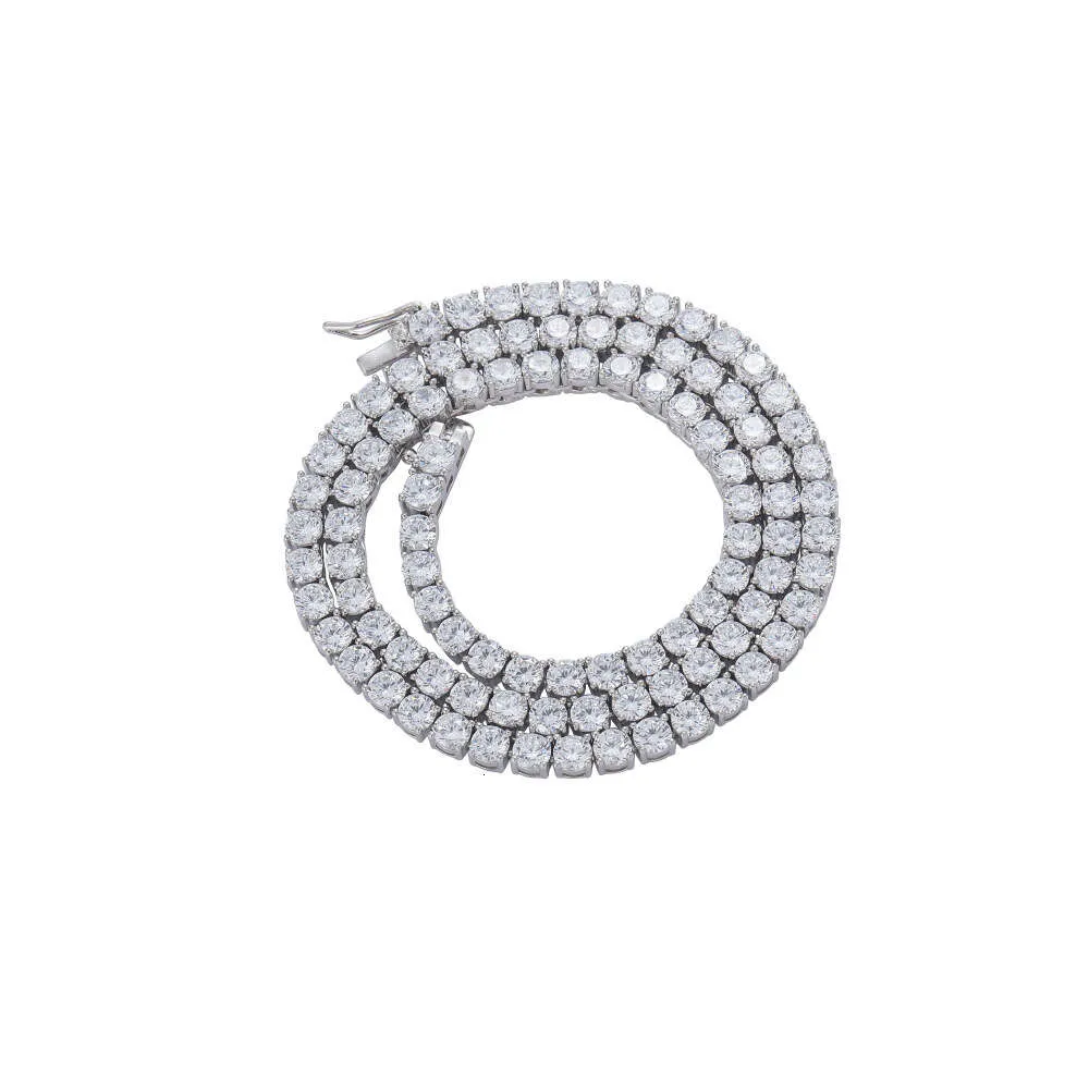 Нержавеющая сталь 316L 3 мм VVS Муассанит с бриллиантами, теннисный браслет-цепочка, ожерелье для мужчин и женщин