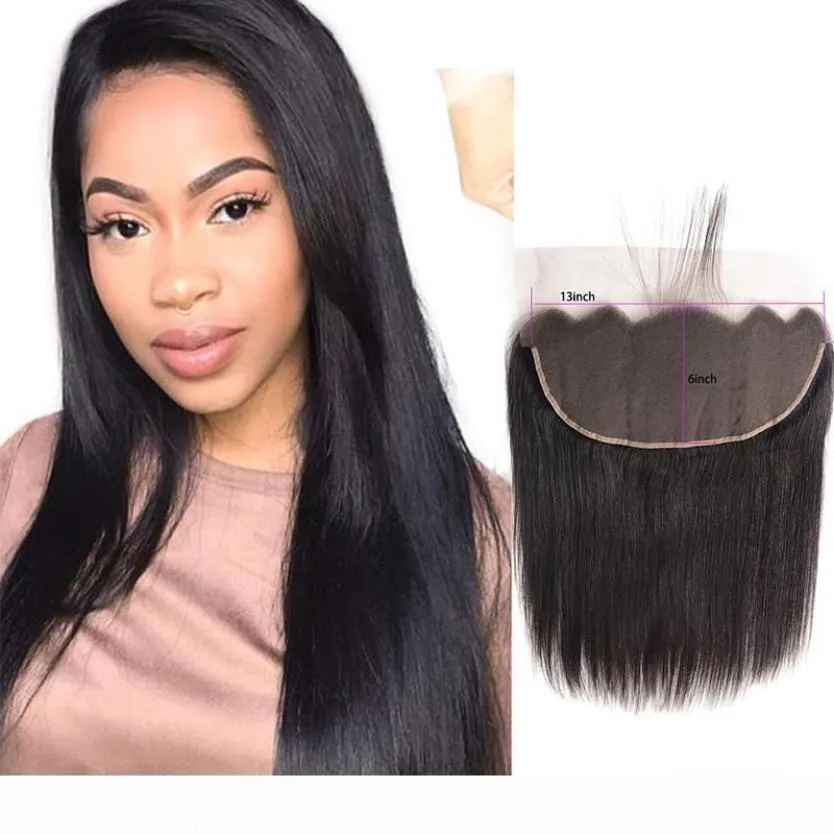 Malaysian Human Hair 13X6 Lace Frontal Silky Straight Virgin Hair 13 By 6 Frontal Straight Top Closures Natural Color6484744