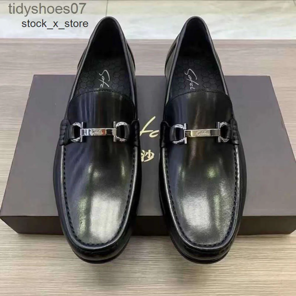 Salvatore Ferragamo Вы Scarpe Feragamo da uomo vera in pelle vera scarpe da piede casual piede per sedile pigro sedile con fibbia lefu scarpe lefu una hp4s