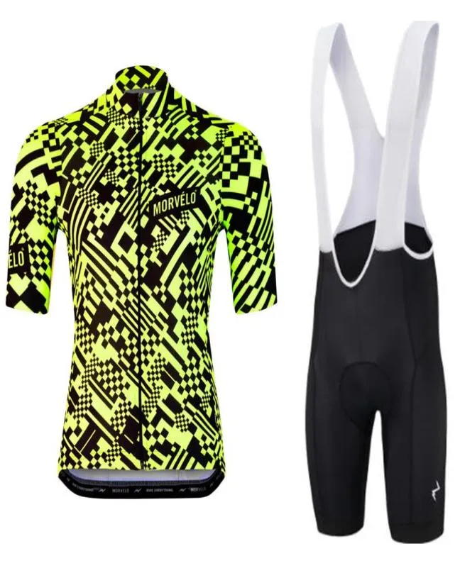 2021 Morvelo Cycling Jersey 19d BibセットMTB自転車衣類通気性自転車服メン039SショートMaillot Culotte5155164