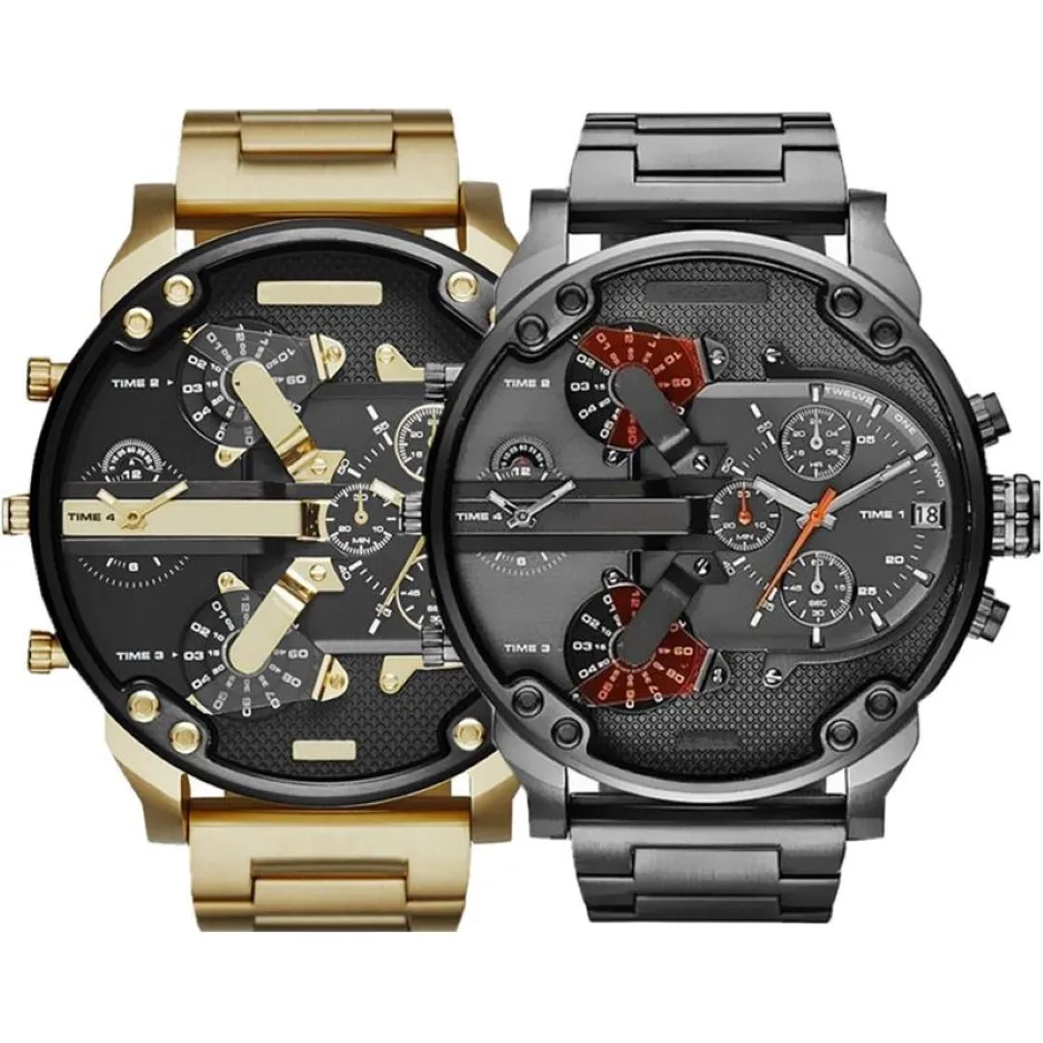 Sprzedawanie sportowych zegarków wojskowych 50 mm Big Dial Golden Stael Stael Watch Men Luksusowy zegarek na nadgarstku Relij de Lujo288z