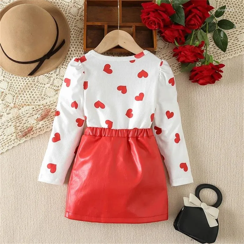 Clothing Sets Valentine S Day Kids Baby Girls Outfit Heart T-shirt Tops And A-line Skirt Set 2Pcs Clothes