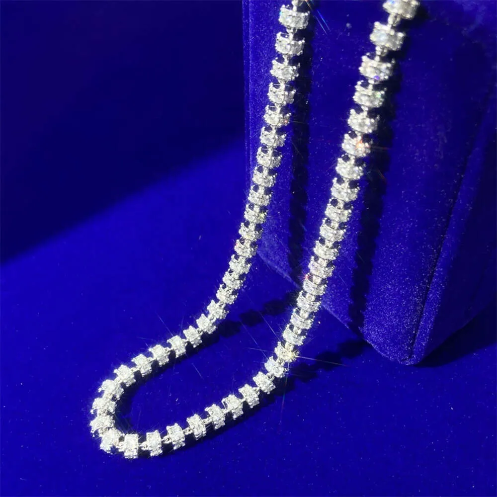 Hip Hop Bling 360 Fully Iced Out Cz Cylinder Link Chain Necklace for Gift