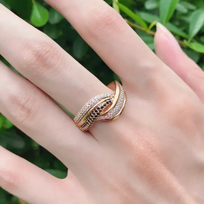 Rings Luxury Wedding Ring for Women Elegant Real 18k Rose Gold Original Jewelry Gift Anillos De Para Mujer Oro 18 K Fine Jewelry