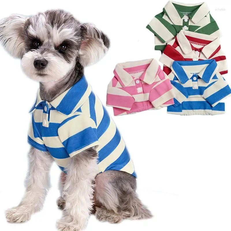 Vestuário de cachorro camisa listrada verão respirável pequeno grande polo gato roupas cachorrinho casual husky yorkie moletom