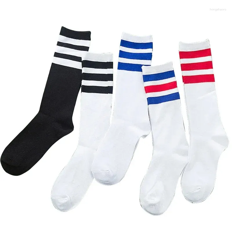 Men's Socks Men/Women 3 Three Stripes Cotton Retro Old School Hiphop Skate Long Short Meias Harajuku White Black Winter Cool