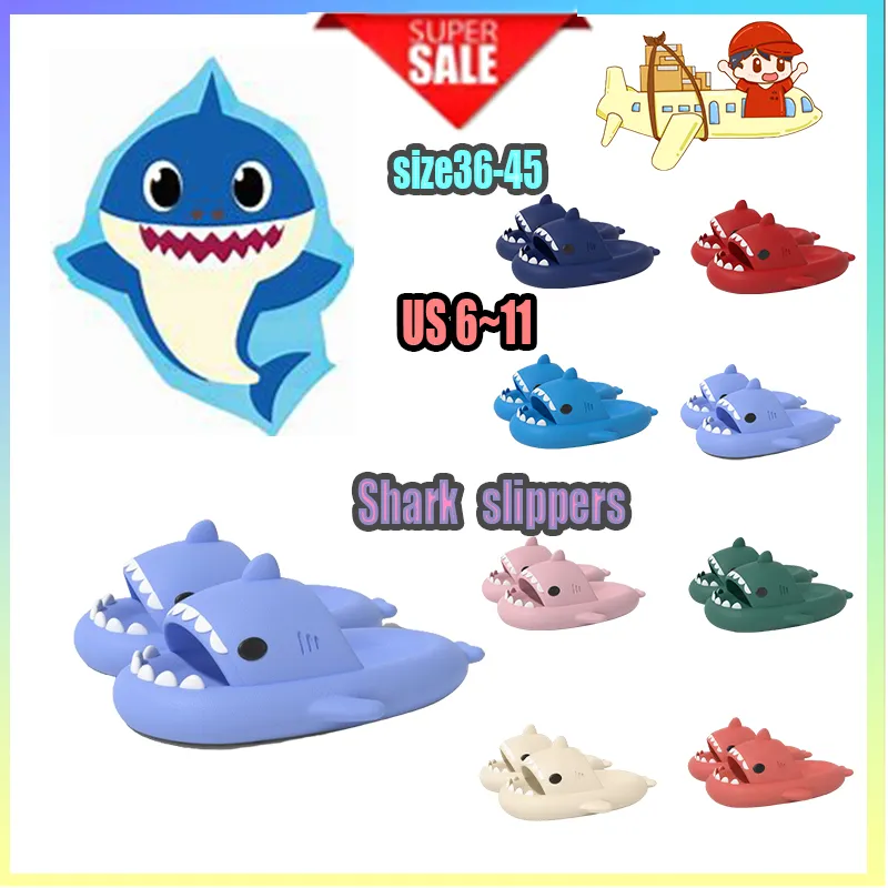 Designer Casual Platform Shark Slides tofflor Män Kvinna Anti Rainbow Fashion Slip Wear-Resistent Light Weight Breattable Low Cut Super Soft Flat Size35-47