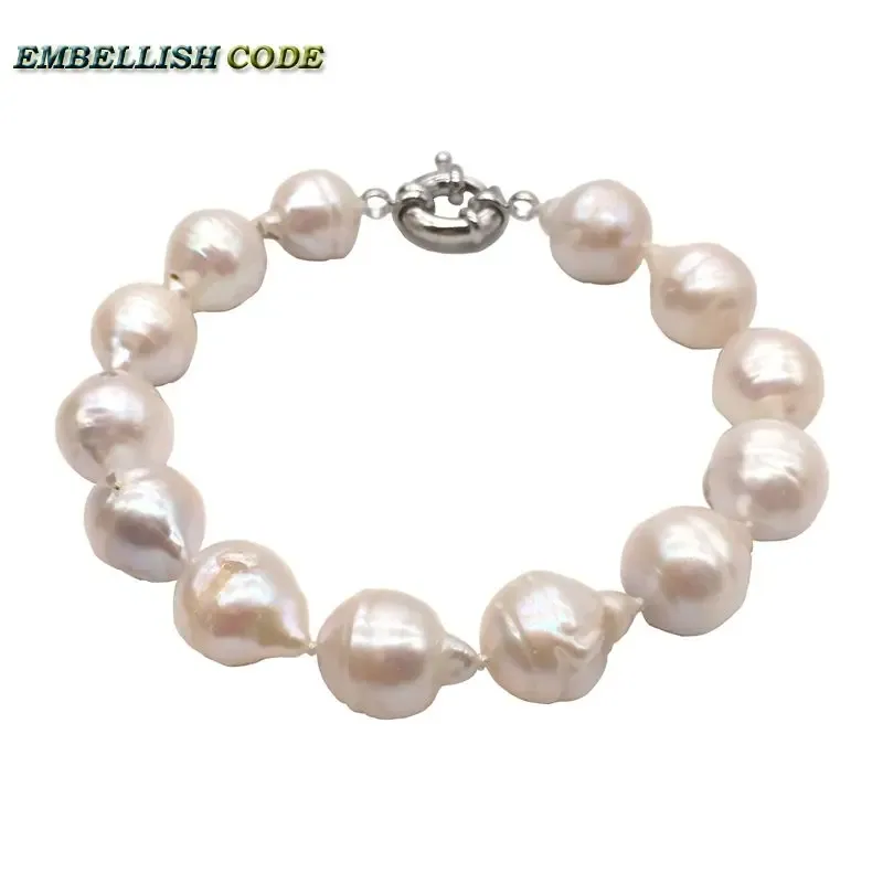 Bracles Taille normale Couleur blanche Baroque Pearles Bracelet Tissue Nucleated Flame Ball Forme de Pier