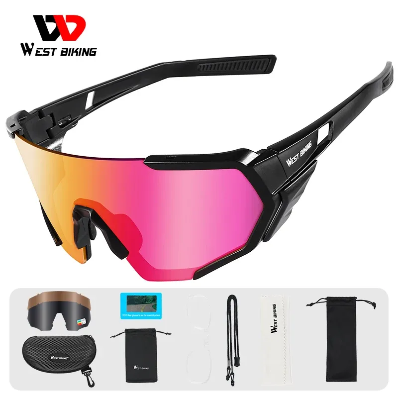 Eyewears WEST BIKING Cycling Glasses UV400 Photochromic Cycling Sunglasses Sports Polarized Men's Sunglasses MTB Racing Bike Eyewear