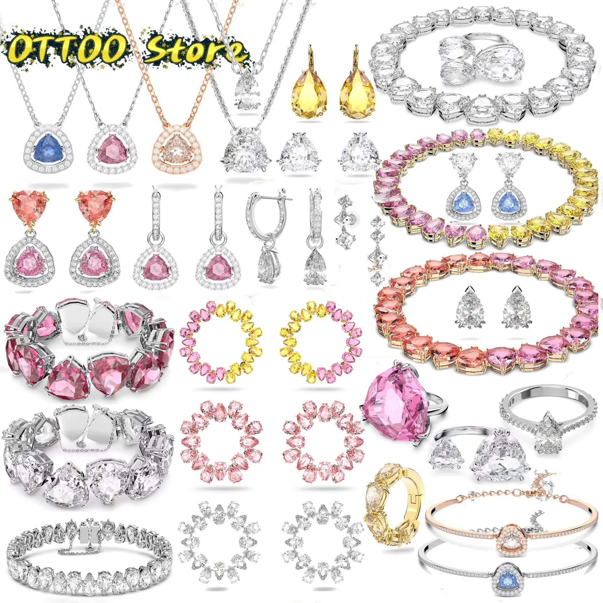 Ensembles originaux 2024 Luxury Fine Lady Jewelry Set Triangle Crystal Millenia Collection Collier Boucles Boutines Bracelet pour femmes