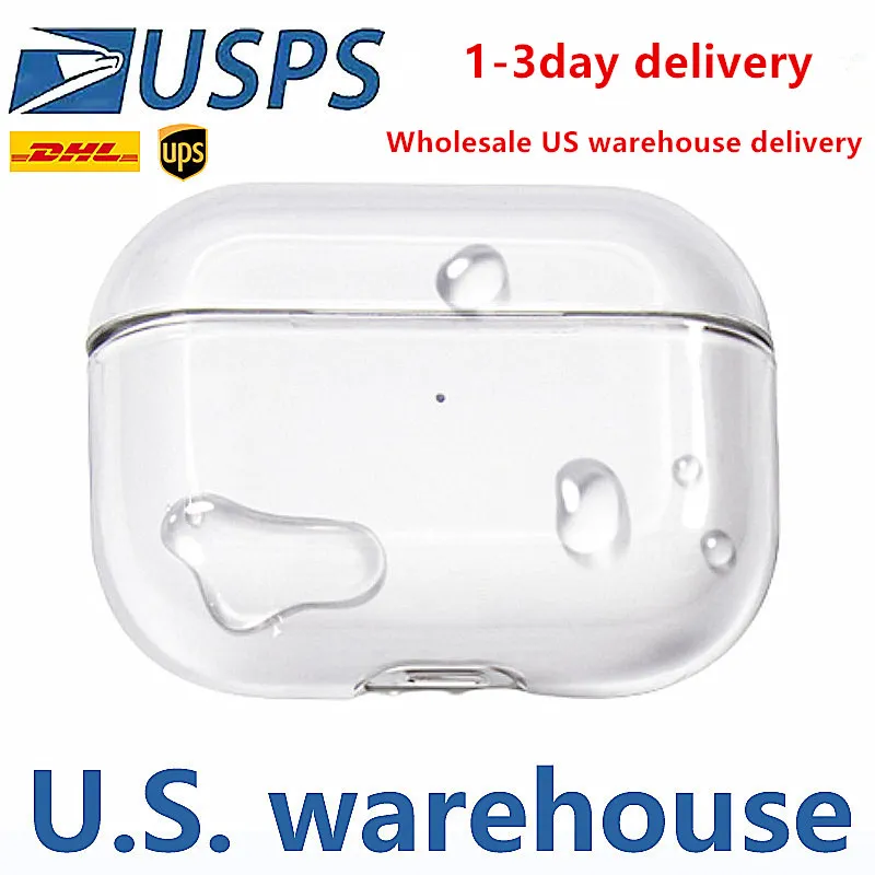 USA Stock grossist för AirPods Pro 2 Air Pods 3 hörlurar Airpod Bluetooth -hörlurstillbehör Solid Silikon Söt Skydd Cover Apple Wireless Charging Case