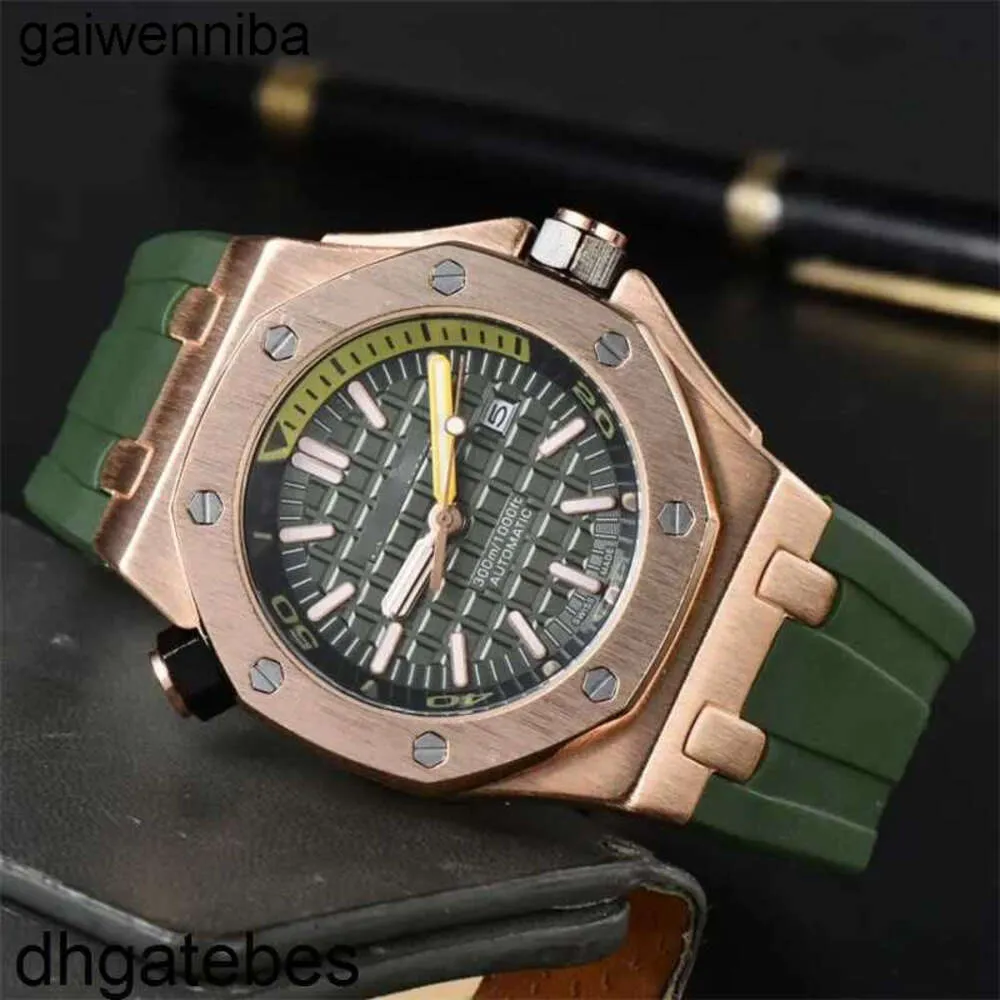Часы Audemar Piquet Высококачественные мужские кварцевые часы Дубовый шестигранный ободок Мужские женские брендовые наручные часы Модные спортивные наручные часы с резиновым ремешком 9009 Современные часы