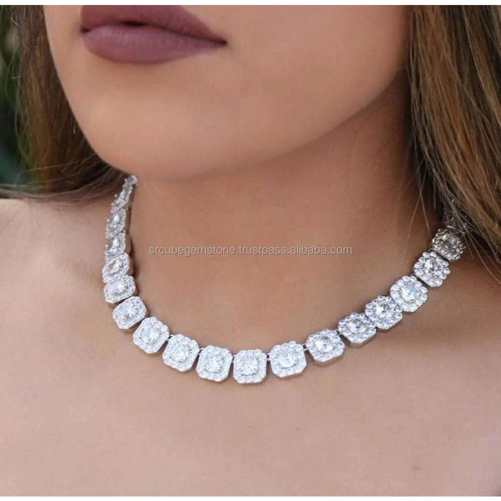 2mm 3mm 4mm 5mm 6.5mm Vvs Lab Diamond Chain Sieraden Custom 4 Prongs Hand Set Gra Certified Moissanite Tennis Chain