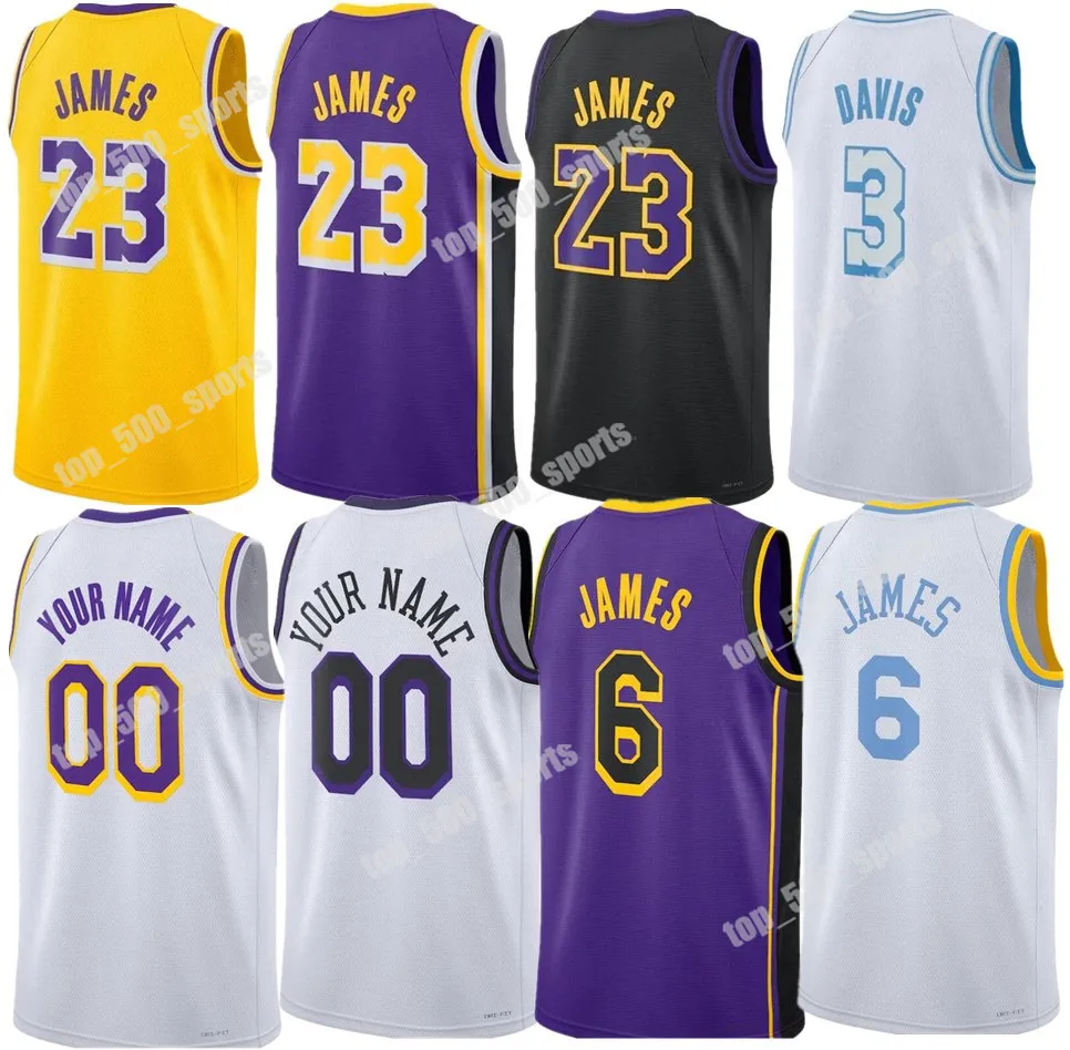 Özel LeBron Anthony Jersey Davis D'Angelo Russell Dennis Schroder James Austin Reaves Beasley Basketbol Formaları