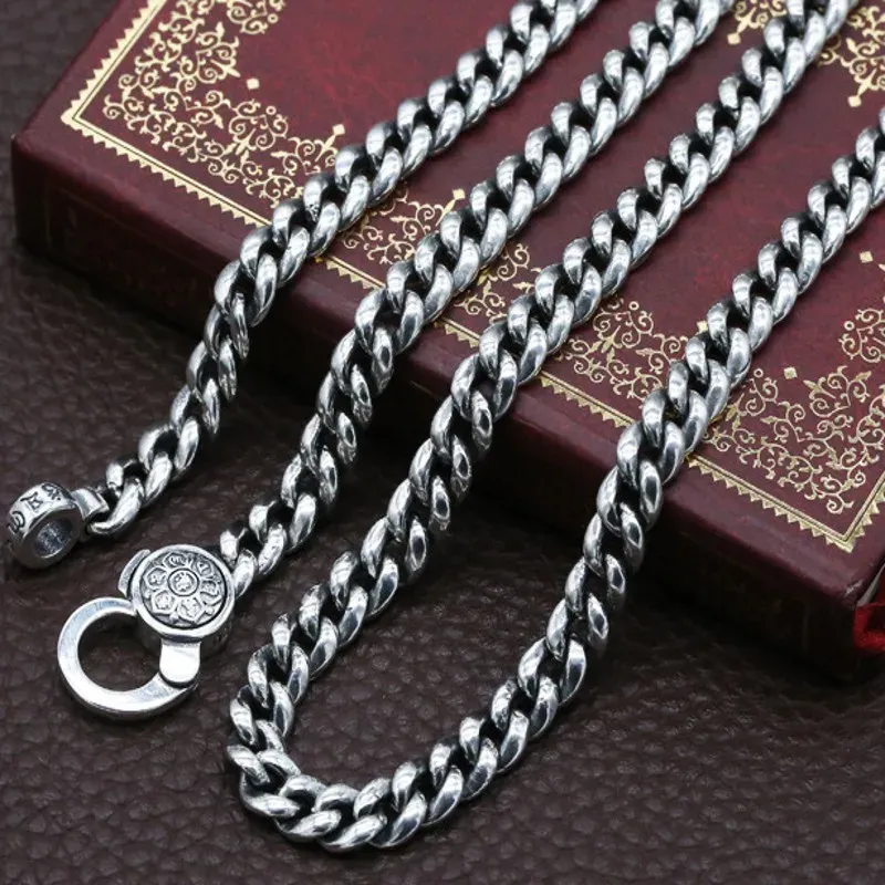 Necklaces New S Pure Sier Fashion Jewelry Personality Couple Student Necklace Sixcharacter Mantra Good Luck Man Necklace