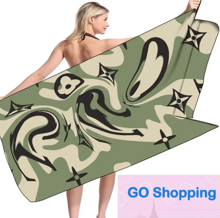 Atacado novo estilo designer toalhas de banho confortável toalha de banho portátil carta completa impressa toalha de praia zz