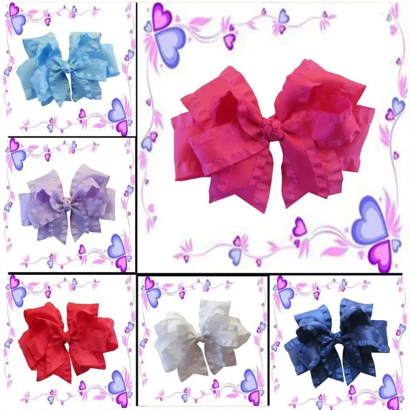 Accessori per capelli 28 pezzi Good Girl Ruffle Ribbon 5" Doppio fiocco da cheerleader