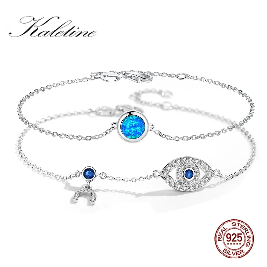 Braccialetti KALETINE Turco Lucky Blue Evil Eye Braccialetti con ciondoli per le donne Bracciale con ciondoli vintage in argento sterling 925 Fine Jewelry