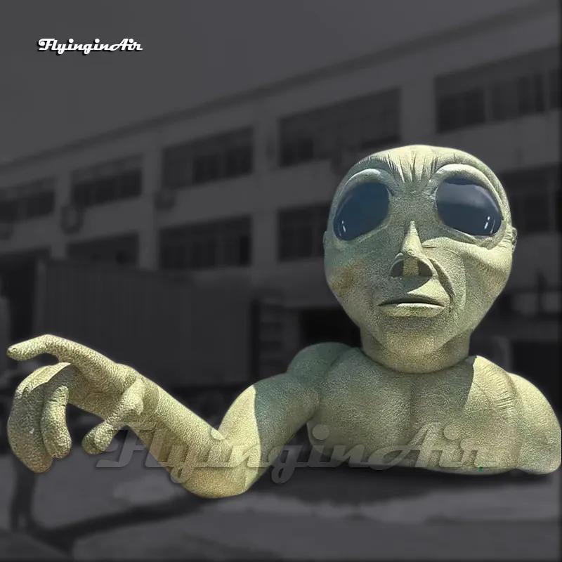6m Amazing Large Half Inflatable Alien Stone Statue Replica Air Blow Up E.T. Model For Stage Decoration