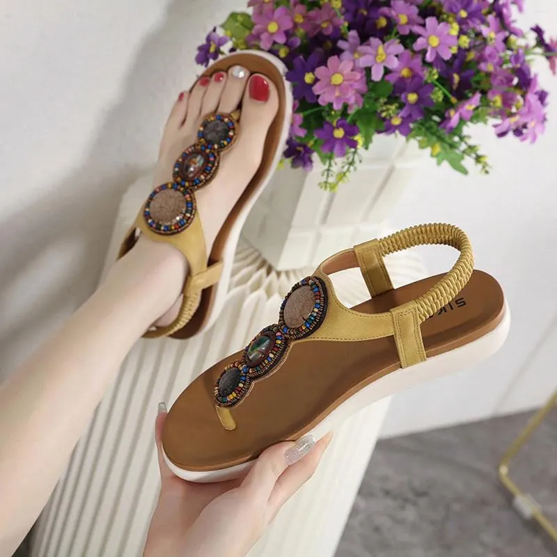 Sandały Summer Fashion Womenngonki Drogony Casual Otwarte Klony obuwia Miękki oddychający elastyczny opaska Buty