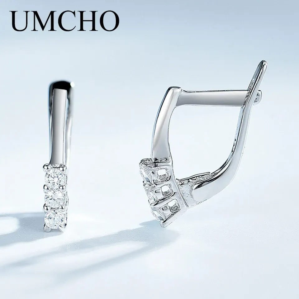 Kolczyki Umcho aaa czysta sześcienna cyrkon 100% 925 Srebrne kolczyki dla kobiet biżuteria zaręczynowa ślubna