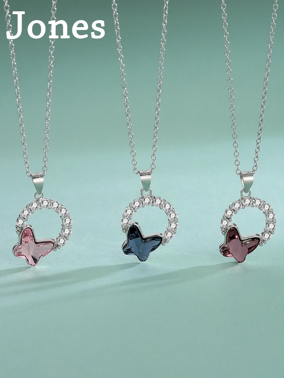 Ожерелья из австрийского хрусталя, стерлинговое серебро S925, ожерелье в виде бабочки, женское популярное фиолетовое светлое ожерелье с иллюзией и бабочкой, цепочка на ключицу