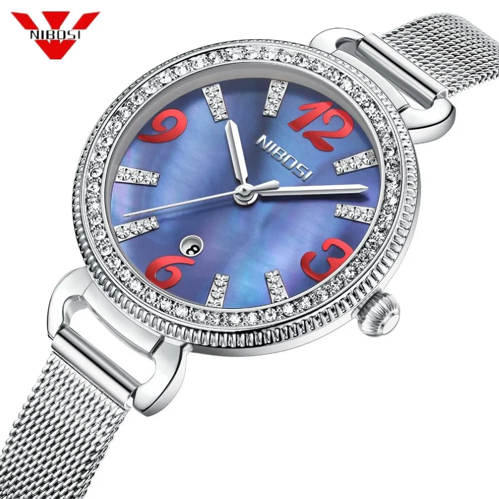 NIBOSI Orologi da donna Top Brand di lusso al quarzo da donna Bracciale in acciaio inossidabile Orologio da polso al quarzo per donna Relogio Feminino2316