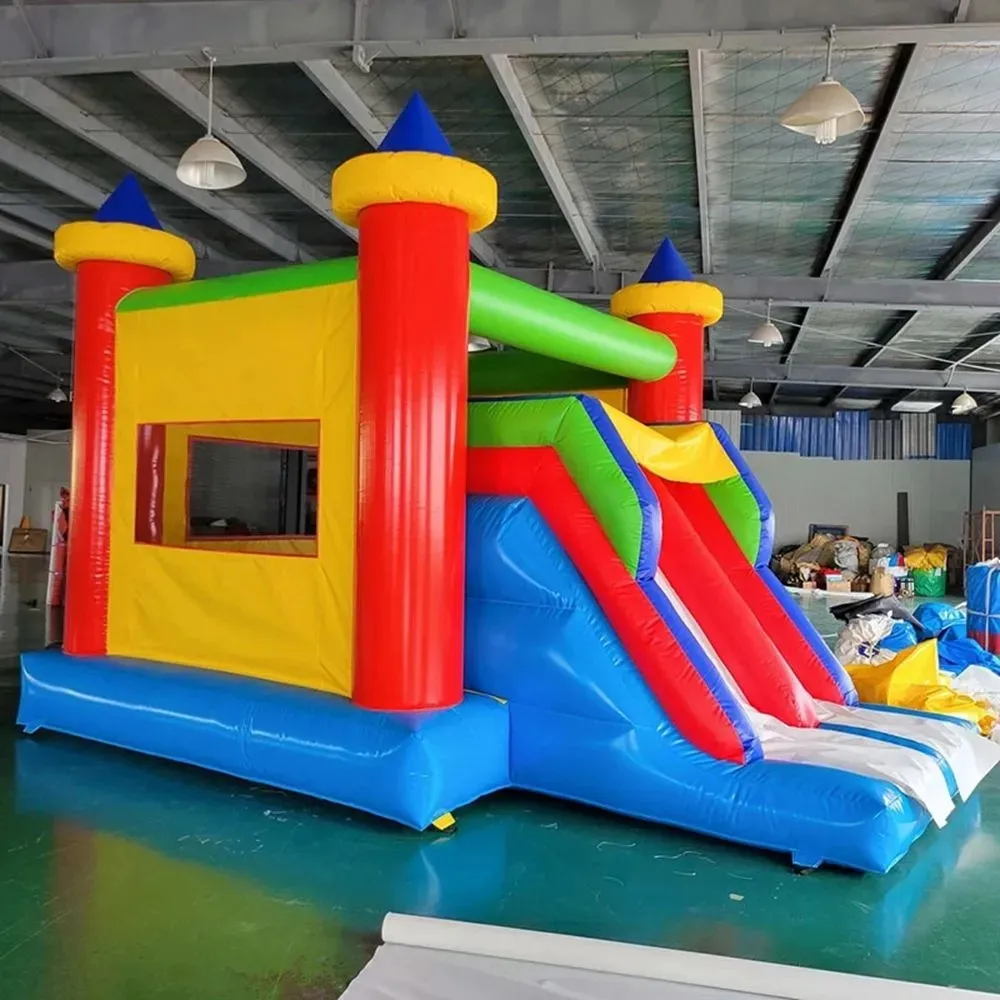 상업용 트램폴린 PVC 바운스 하우스 팽창 식 어린이 바운스 성 슬라이드 조합 인기있는 놀이터 성 공중 송풍기 무료 배