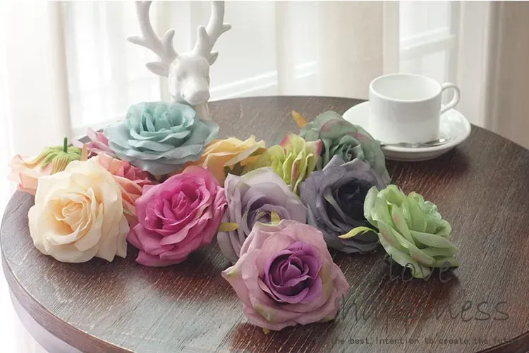 Artificial rose head with 11-layer, decoration flowers made up by silk for Home Hotel Wedding Party Garden Decor Craft Art DIY (10)