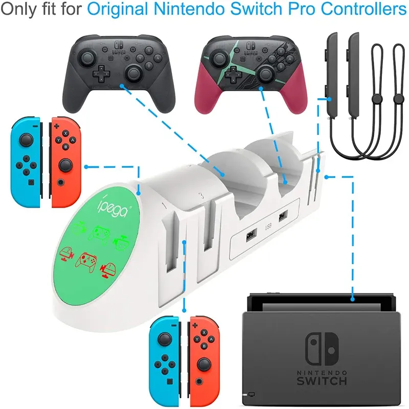Chargeurs 4 JoyCons et 2 contrôleurs pro chargeur USB station de chargement pour Nintendo Switch jeu chargeur support de Station