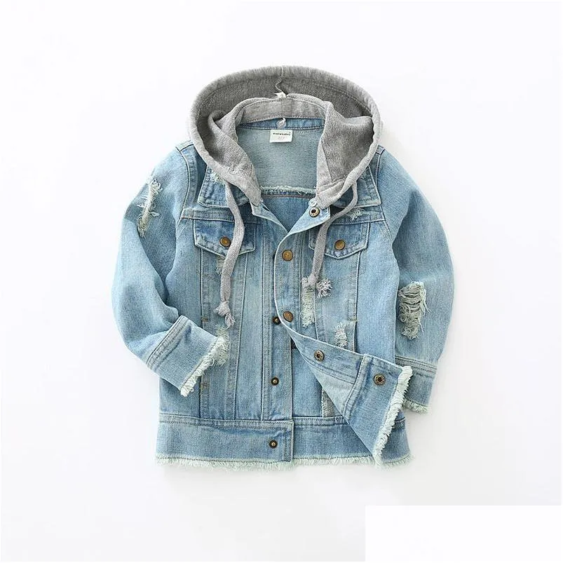 Jassen Peuter Kids Denim Jas Baby Jongens Kleding Herfst Kinderen Lange Mouw Kapmantel Jaqueta Jeans Infantil Manteau Garcon Drop Otclu