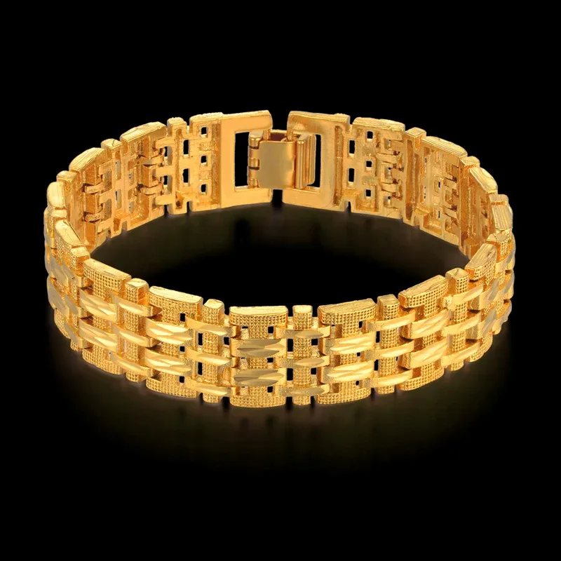 Bracciali Bracciale a maglie da uomo Bracciali a maglie a catena in oro spesso Bracciale a maglie grosse color oro da 20 cm per gioielli maschili
