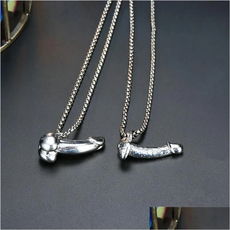 Pendant Necklaces European Appeal Funny Male Organ Necklace For Women Punk Sexy Men Jewelry Halloween Party Chain Drop Delivery Penda Dhpls