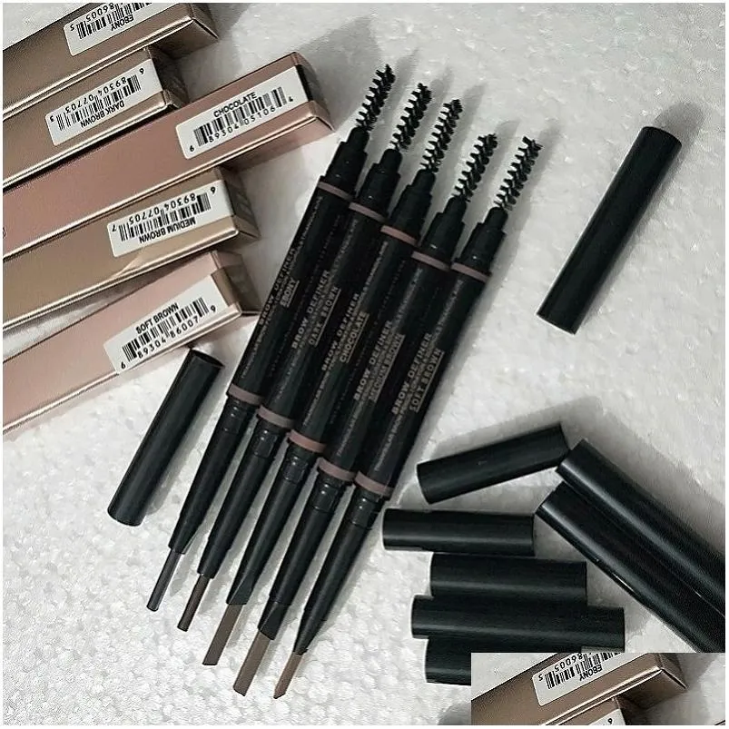 Wenkbrauwversterkers Make-up Dubbele wenkbrauwpotlood Kleurpotlood Ebbenhout Zacht Bruin Donker Medium Chocolade Druppellevering Gezondheid Schoonheid Make-up Ogen Dhjxl