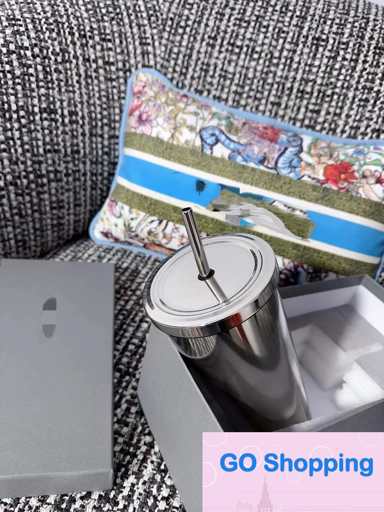 Quatily New Stainless Straw Cup Vacuum Cup Metal Mirror Cupとストロー大容量のウォーターカップ