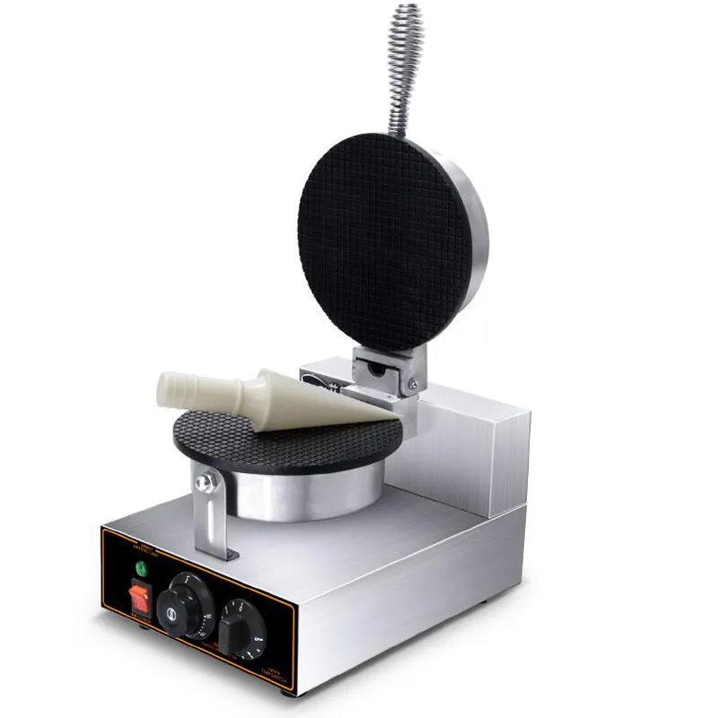 Sıcak satış çift kafa elektrikli dondurma koni makinesi waffle koni yapıcı ile koni kollu