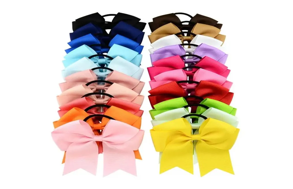 20 kleuren Strik Effen Meisjes Cheerleading Haarstrik Grosgrain Lint Cheer Bow Elastiek Paardenstaart Haarhouder Voor Meisje Dames8735155